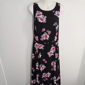TORRID full length black dress with pink floral